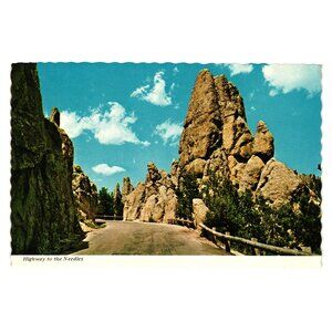 Highway To Needles Black Hills South Dakota Vintage Postcard Roadside Travel